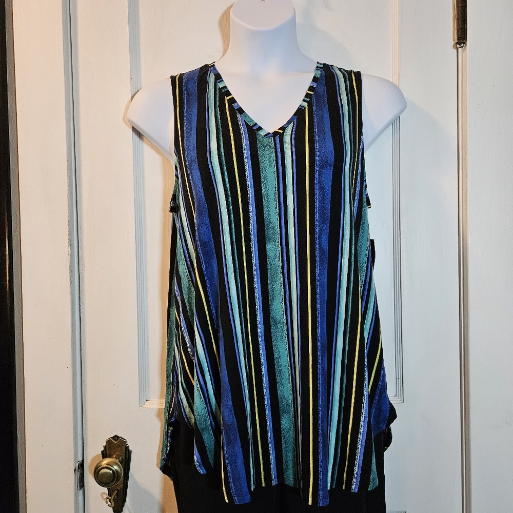 NWT Apt. 9 Essentials Tunic Tank Multicolor Stripe - Size Large